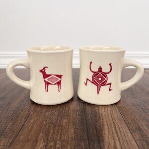 Pipestone Mimbreno Indian Replica Bighorn Sheep Lizard (Set of 2) Cafe Mugs 10oz